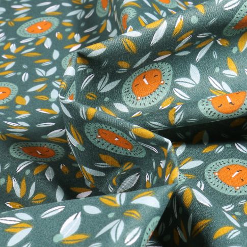 Tissu Coton imprimé Arty Zoleia sur fond Vert