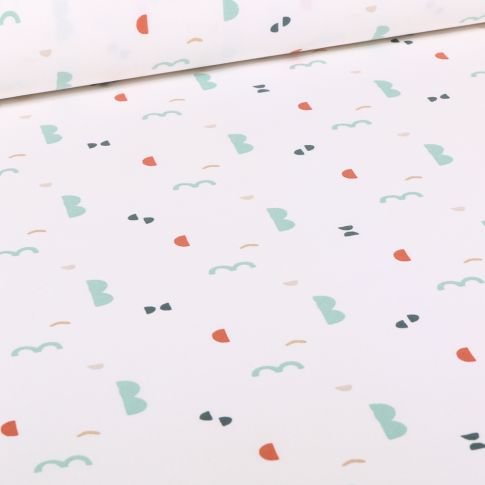 Tissu Coton imprimé Arty Zoti sur fond Blanc cassé