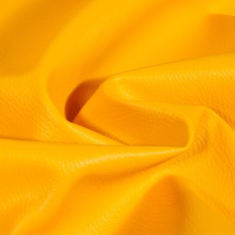 Coupon Simili cuir d'ameublement uni Jaune - 50 x 70 cm