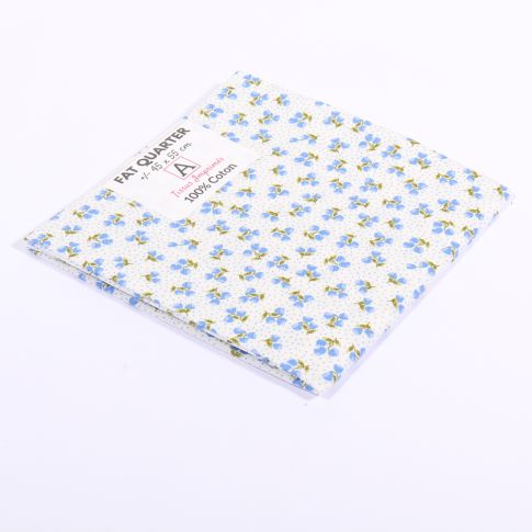 Coupon de tissu Coton imprimé Fleuri Jade Bleu - 45 x 55 cm