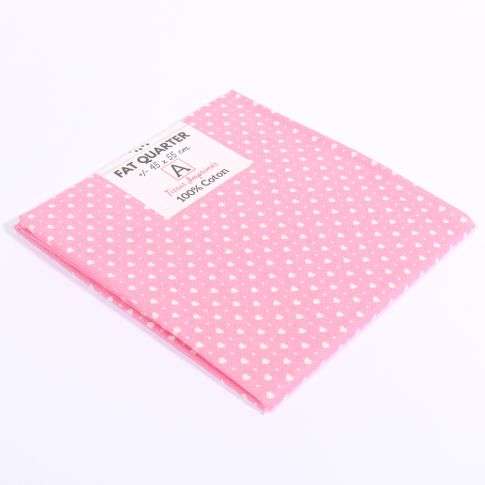 Coupon de tissu Coton imprimé Cœurs sur fond Rose - 45 x 55 cm