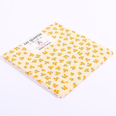 Coupon de tissu Coton imprimé Fleuri Jade Jaune - 45 x 55 cm