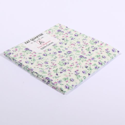 Coupon tissu Coton n°93 Violet et vert - 45 x 55 cm