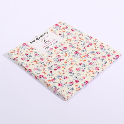 Coupon tissu Coton n°93 Rose et bleu - 45 x 55 cm
