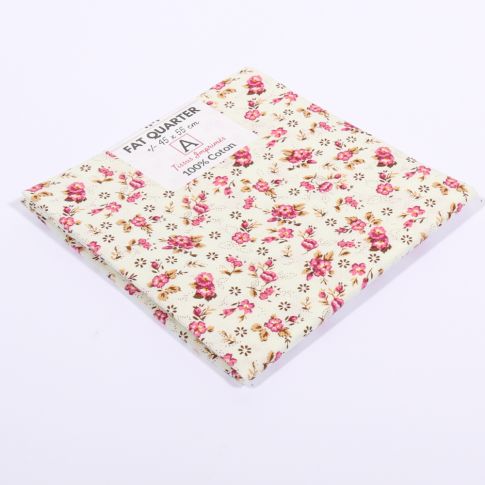 Coupon tissu Coton n°47 Rose et marron - 45 x 55 cm