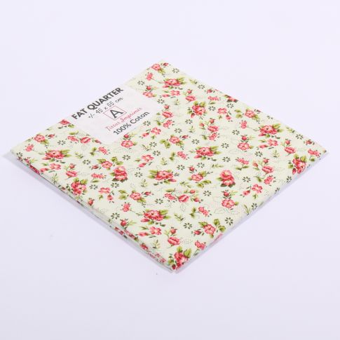 Coupon tissu Coton n°47 Corail et vert - 45 x 55 cm