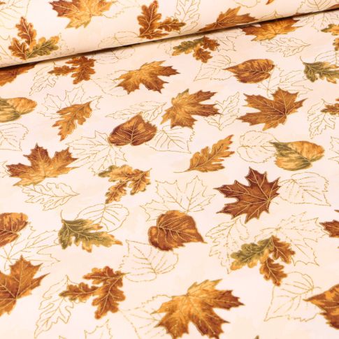 Tissu  Robert Kaufman Autumn  Bouquet Natural sur fond Ecru