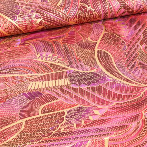Tissu  Robert Kaufman Persis Peacock ailes sur fond Rouge
