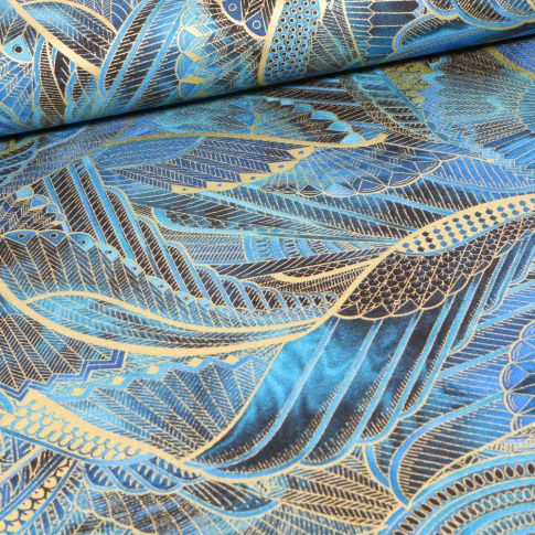 Tissu  Robert Kaufman Persis Peacock ailes sur fond Bleu