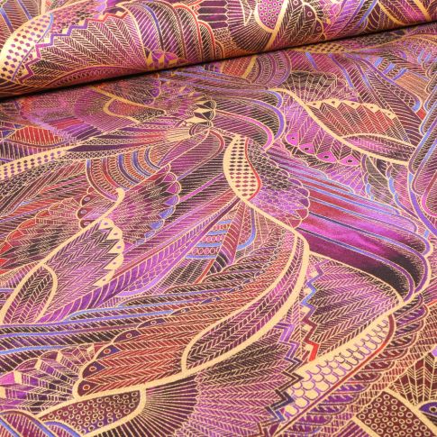 Tissu  Robert Kaufman Persis Peacock ailes sur fond Violet
