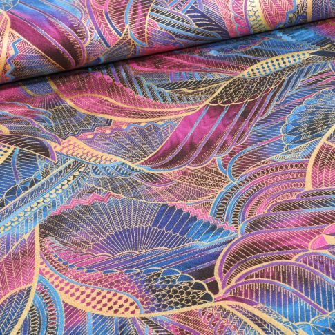 Tissu  Robert Kaufman Persis Peacock ailes sur fond Multicolore