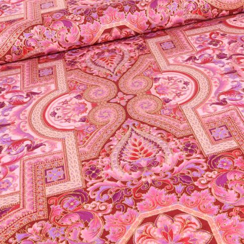 Tissu Robert Kaufman Persis Blossom sur fond Rose