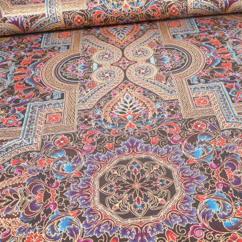 Tissu Robert Kaufman Persis Wineberry sur fond Or