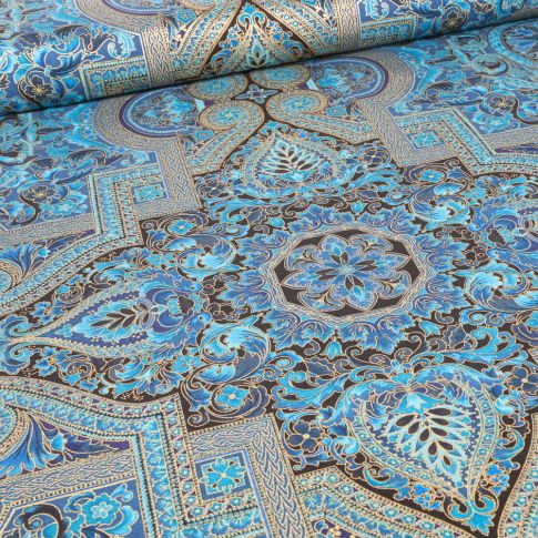 Tissu Robert Kaufman Persis Teal Blue sur fond Bleu turquoise