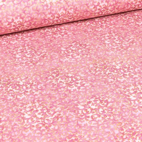 Tissu Robert Kaufman Persis Blossom fleurs sur fond Rose pâle