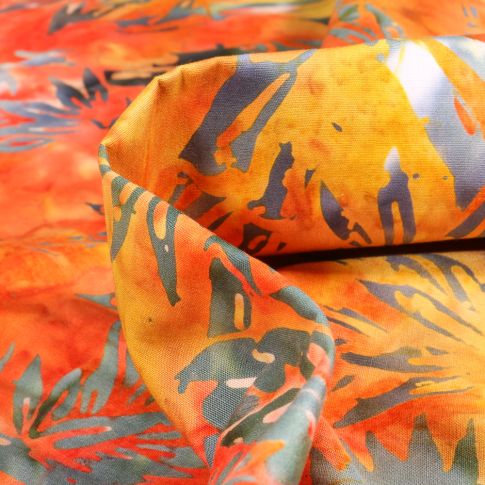 Tissu Batik  Binja sur fond Orange