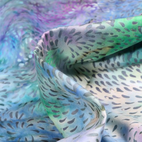 Tissu Batik  Indila sur fond Bleu
