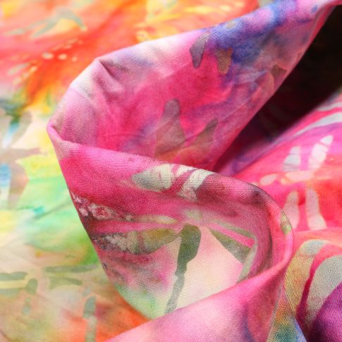 Tissu Batik  Nilla sur fond Jaune