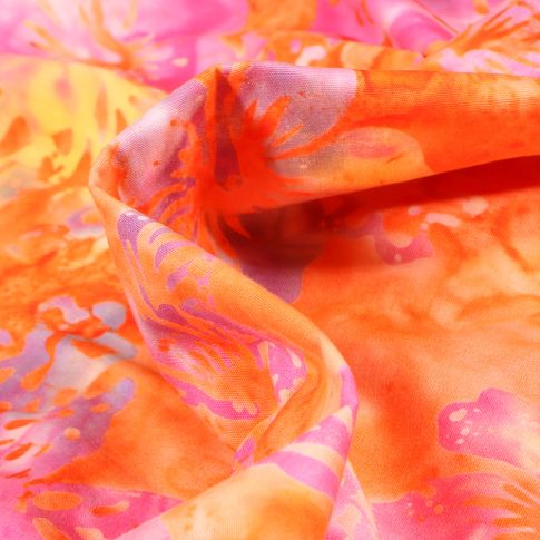Tissu Batik  Rajah sur fond Orange