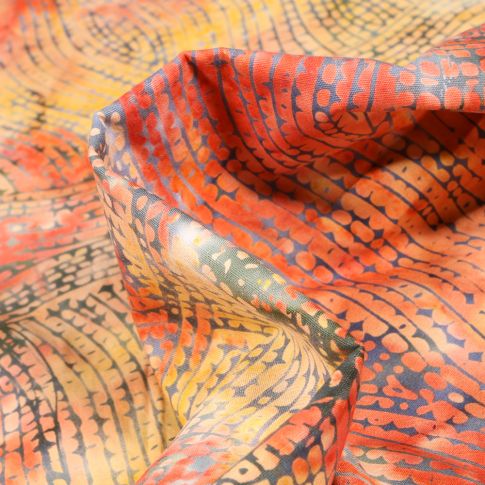 Tissu Batik Teipo sur fond Orange