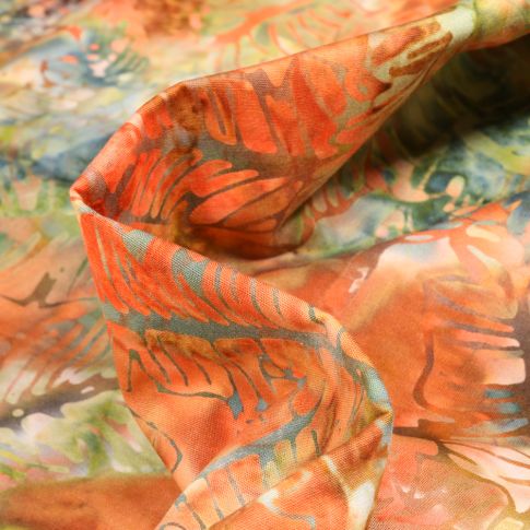Tissu Batik  Jamal sur fond Orange