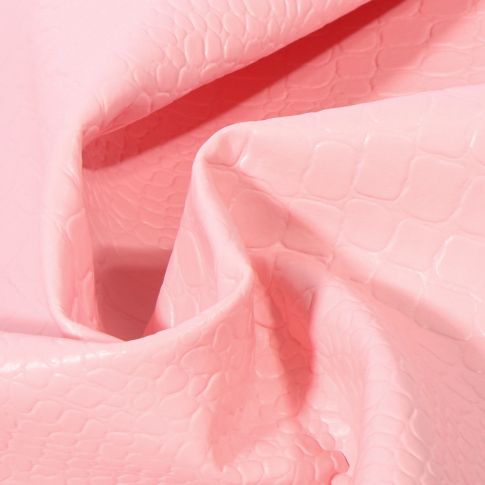 Coupon Simili cuir Croco brillant Rose - 50 x 70 cm
