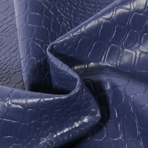 Coupon Simili cuir Croco brillant Marine - 50 x 70 cm