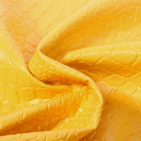 Coupon Simili cuir Croco brillant Jaune - 50 x 70 cm