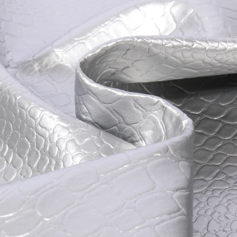 Coupon Simili cuir Croco brillant Argent - 50 x 70 cm