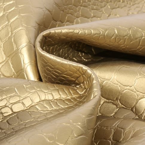 Coupon Simili cuir Croco brillant Or - 50 x 70 cm