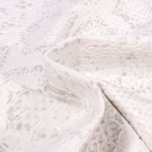 Coupon Simili cuir Croco snake Blanc - 50 x 70 cm