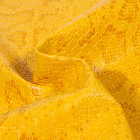 Coupon Simili cuir Croco snake Jaune - 50 x 70 cm
