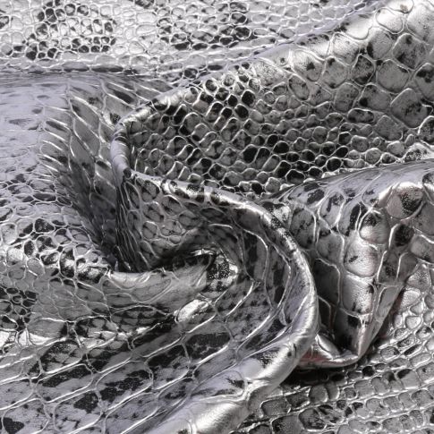 Coupon Simili cuir Croco snake Argent - 50 x 70 cm