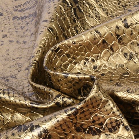 Coupon Simili cuir Croco snake Or - 50 x 70 cm