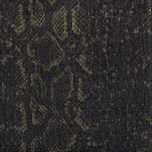 Coupon Simili cuir Croco snake mat Noir et Or - 50 x 70 cm