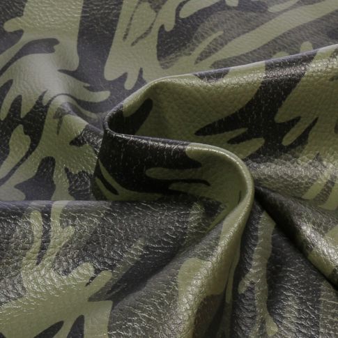 Coupon Simili cuir Camouflage Vert - 50 x 70 cm