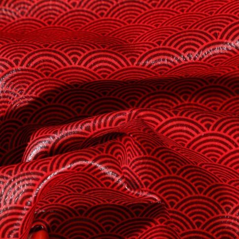Coupon Simili cuir Wifi Rouge et noir  - 50 x 70 cm