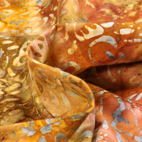 Tissu Batik  Aryiam sur fond Jaune moutarde