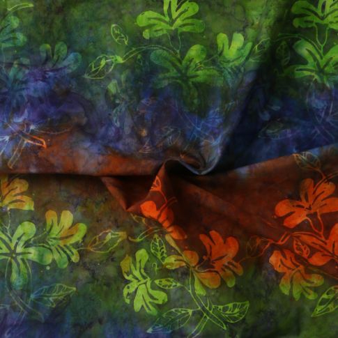 Tissu Coton imprimé Batik Orianza sur fond Multicolore