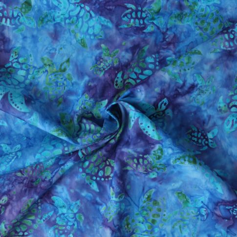 Tissu Coton imprimé Batik Tortika sur fond Bleu indigo