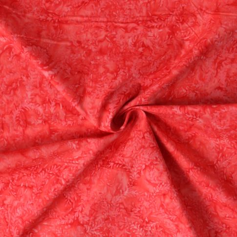 Tissu Coton imprimé Batik Calira sur fond Corail
