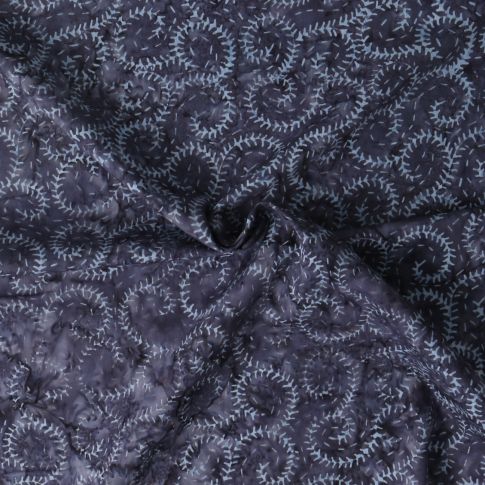 Tissu Coton imprimé Batik Inkora sur fond Bleu nuit