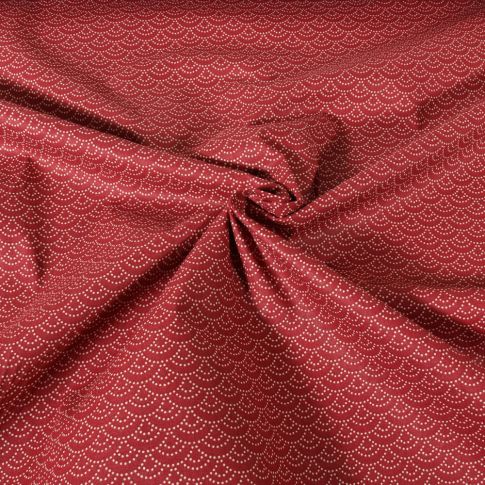 Tissu Coton imprimé Eventails sur fond Rouge
