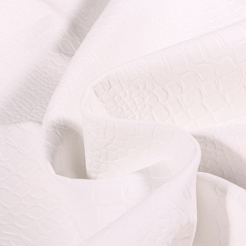 Tissu Simili cuir Croco mat uni Blanc