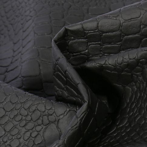 Coupon Simili cuir Croco mat Noir - 50 x 70 cm