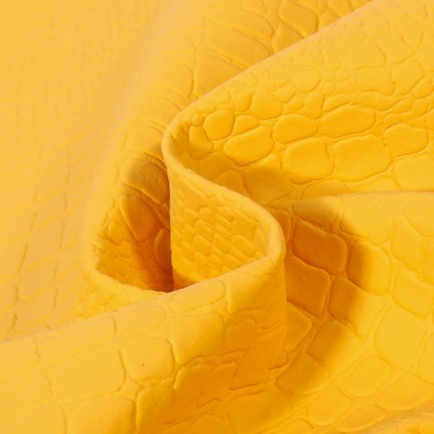 Coupon Simili cuir Croco mat Jaune - 50 x 70 cm