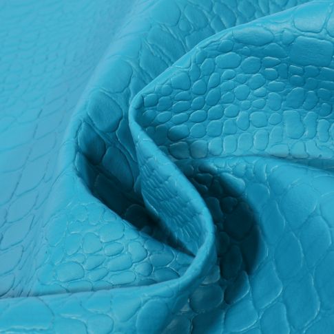 Coupon Simili cuir Croco mat Bleu canard - 50 x 70 cm