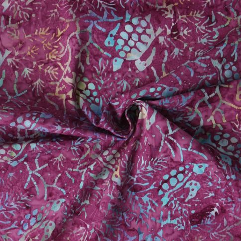 Tissu Coton imprimé Batik Tortika sur fond Magenta fuschia