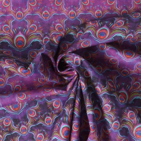 Tissu Voile de Coton Pluméa sur fond Violet