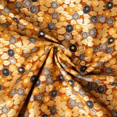 Tissu Gustav Klimt Grains dorés sur fond Noir